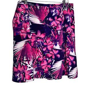 Hal Rubenstein 16W satin slip Pink Purple Floral Tropical‎ Hawaiian Lined Skirt